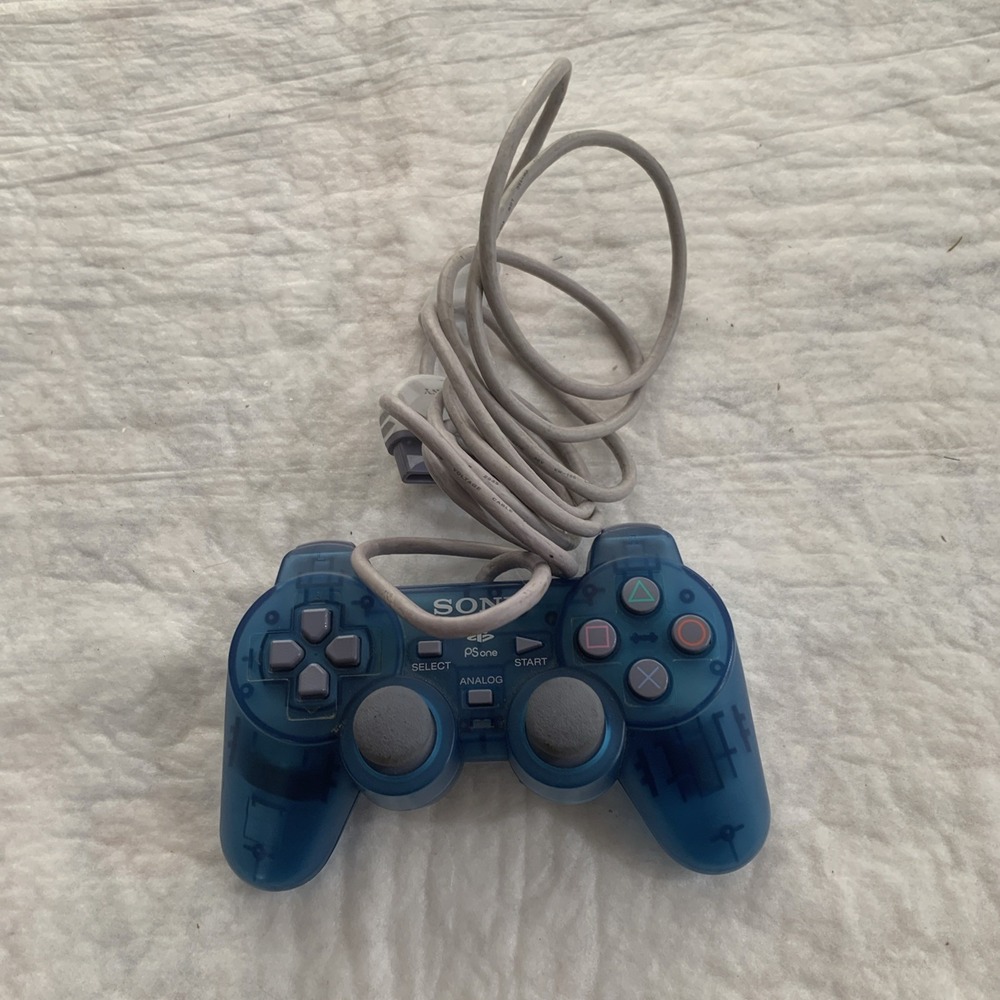 Playstation 1 PS1 PSone Dual Analog Controller SCPH-110 Clear Blue OEM Untested